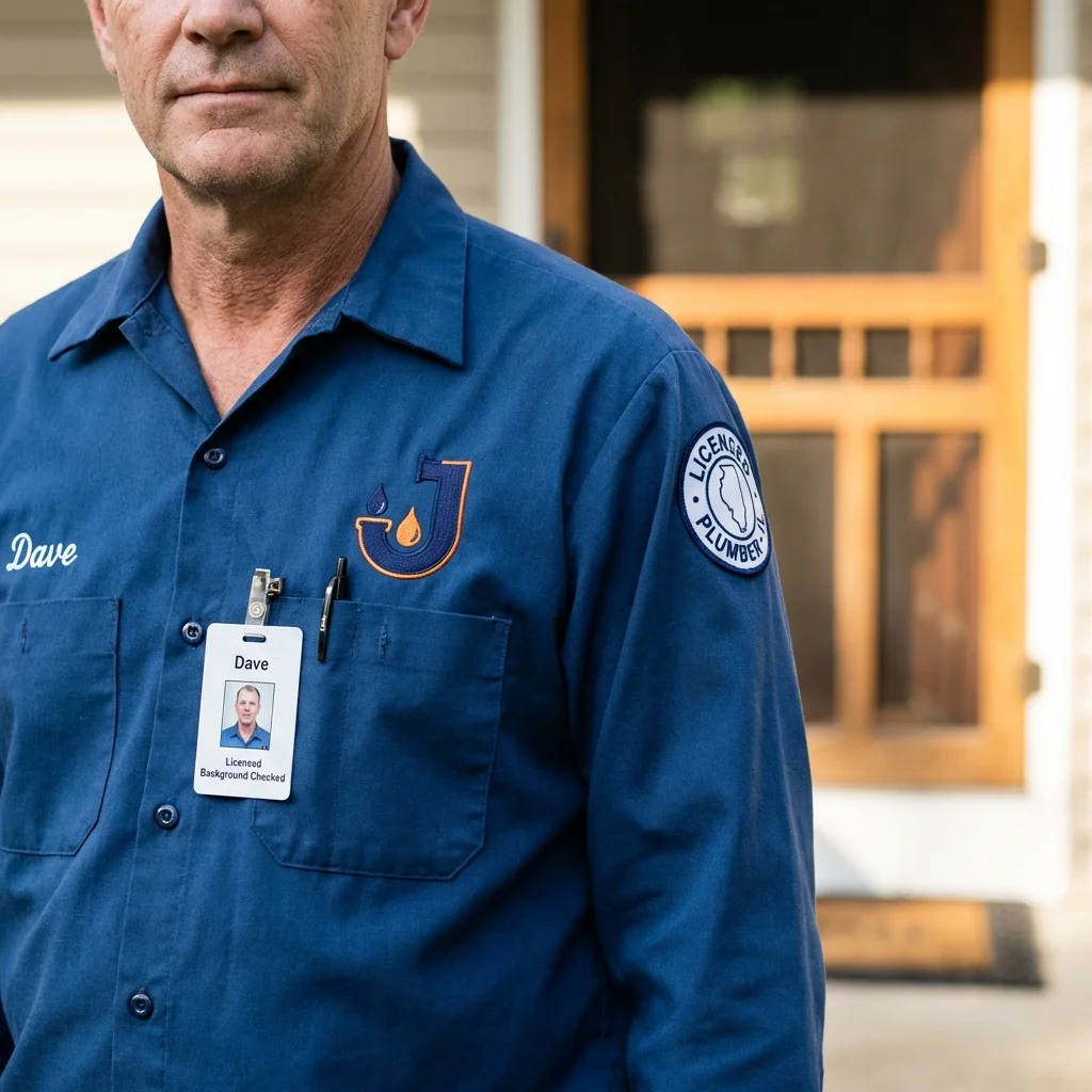 Licensed plumber showing ID badge in Grover Beach, CA