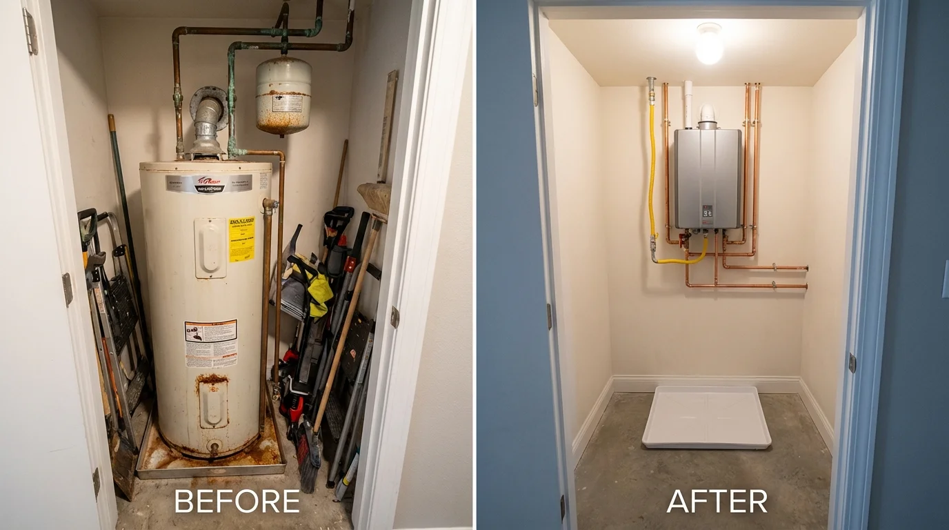 Tank water heater versus wall-mounted tankless unit comparison for Grover Beach, CA homeowners