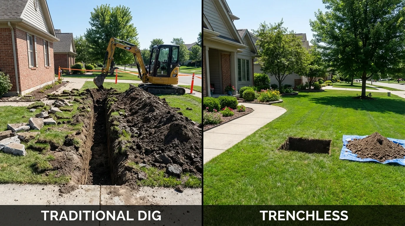 Trenchless sewer repair with minimal yard damage versus traditional excavation in Grover Beach, CA